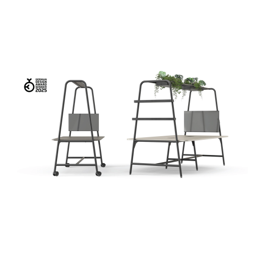 Multifunctional table ROUND Multipurpose from Narbutas dark gray with dimensions 146x90x190 cm