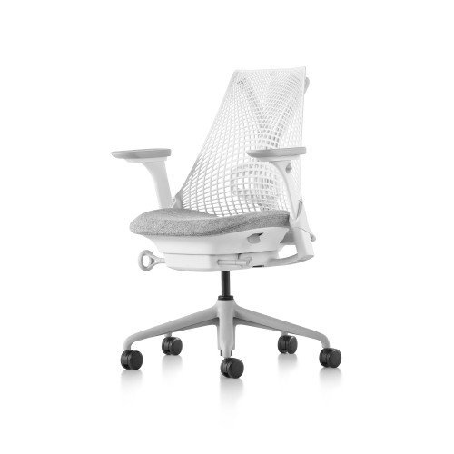 Sayl - office chair, white carcas, grey seat, on castors-5