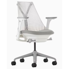 Sayl - office chair, white carcas, grey seat, on castors