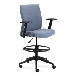 SitOnIt ReAlign Stool with Midback, designed for heavy-duty use. Back material - fabric, seat - blue fabric, frame - black, on wheels