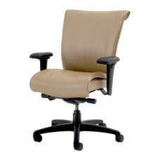 SitOnIt Glove executive chair with Midback, back and seat material - sand-colored fabric, black frame, on wheels