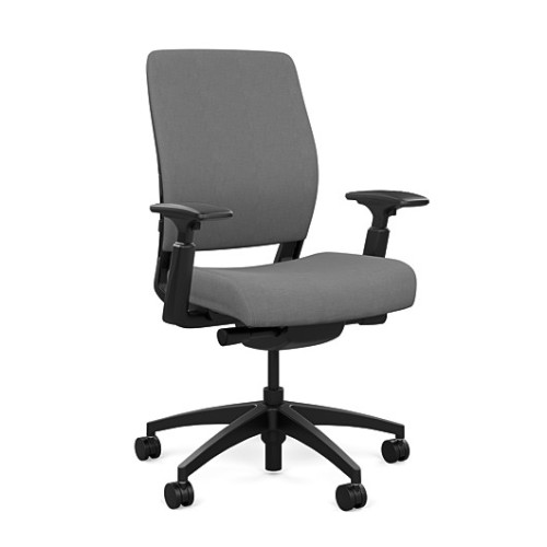 SitOnIt Amplify Executive Chair with Highback Upholstered, Gray Fabric Back and Seat, Black Frame, on Casters-1