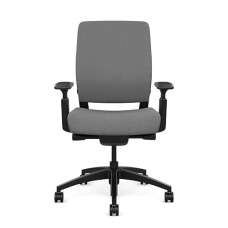 SitOnIt Amplify Executive Chair with Highback Upholstered, Gray Fabric Back and Seat, Black Frame, on Casters