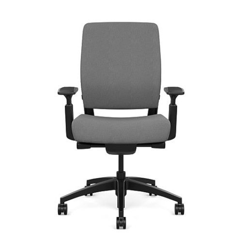 SitOnIt Amplify Executive Chair with Highback Upholstered, Gray Fabric Back and Seat, Black Frame, on Casters