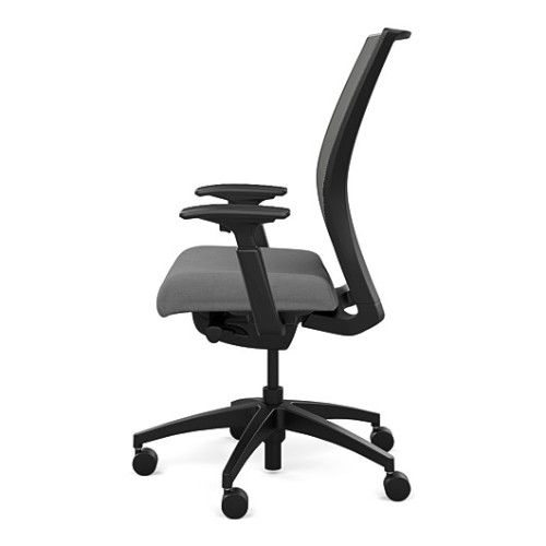 SitOnIt Amplify executive chair with highback, mesh back, grey fabric seat, black frame, on wheels-4