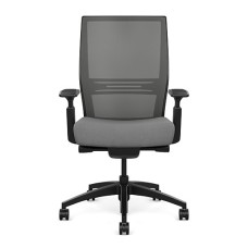 SitOnIt Amplify executive chair with highback, mesh back, grey fabric seat, black frame, on wheels