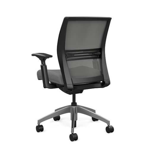 SitOnIt Amplify Executive Chair with Midback, Mesh Back, Gray Fabric Seat, Gray Frame, Casters-3