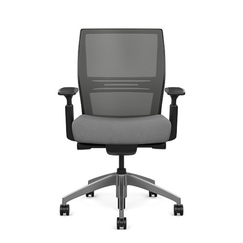 SitOnIt Amplify Executive Chair with Midback, Mesh Back, Gray Fabric Seat, Gray Frame, Casters