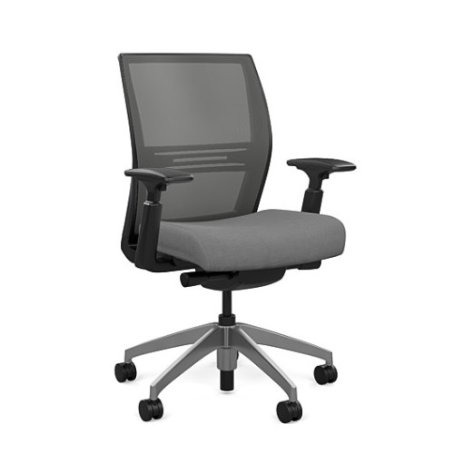 SitOnIt Amplify Executive Chair with Midback, Mesh Back, Gray Fabric Seat, Gray Frame, Casters-1