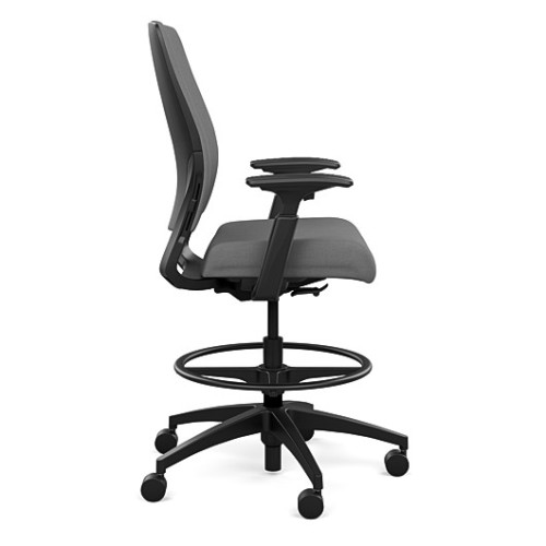 Chair for managers Amplify by SitOnIt with a high upholstered back, back and seat material - gray fabric, black frame, on wheels-2