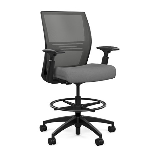 SitOnIt Amplify Executive Chair with Midback, Mesh Back, Gray Fabric Seats, Black Frame, Casters-1