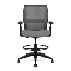 SitOnIt Amplify Executive Chair with Midback, Mesh Back, Gray Fabric Seats, Black Frame, Casters