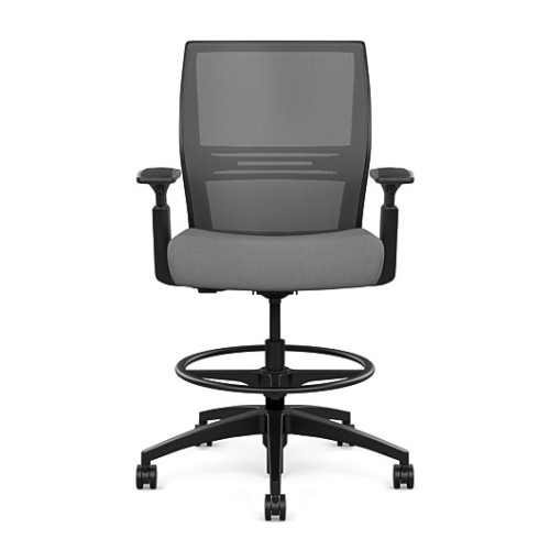 SitOnIt Amplify Executive Chair with Midback, Mesh Back, Gray Fabric Seats, Black Frame, Casters