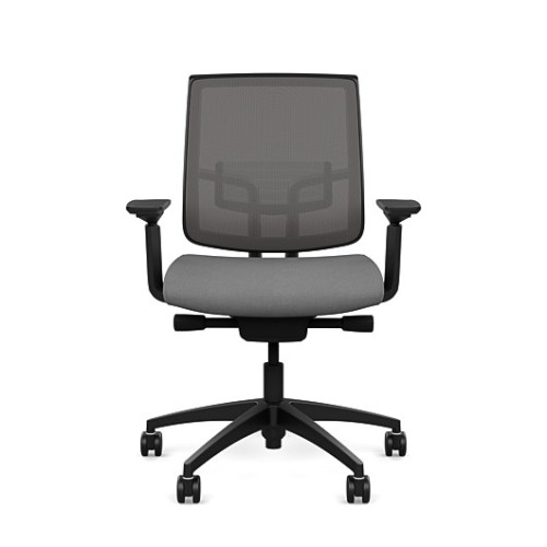 Focus 2.0 executive chair by SitOnIt with medium back, back material - mesh, seat - gray fabric, black frame, on wheels