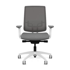 Focus 2.0 Executive Chair by SitOnIt with high back, back material - mesh, seat - gray fabric, white frame, on wheels