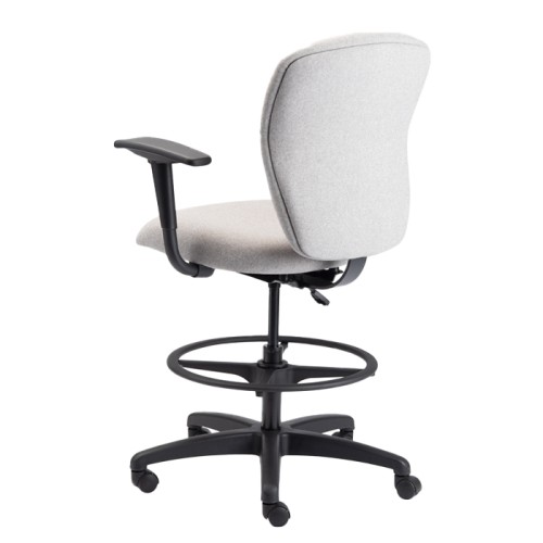 Knack Executive Chair by SitOnIt with Midback, Back and Seat Material - White Fabric, Black Frame, on Casters-1