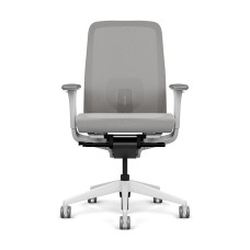 Lavo office chair by SitOnIt with high back, back material - mesh, seat - grey mesh, white frame, on wheels