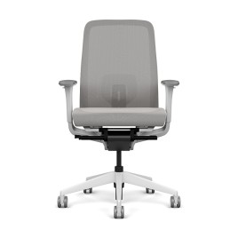 Lavo office chair by SitOnIt with high back, back material - mesh, seat - grey mesh, white frame, on wheels