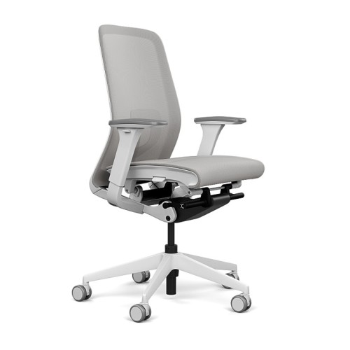 Lavo office chair by SitOnIt with high back, back material - mesh, seat - grey mesh, white frame, on wheels-1