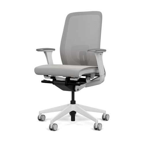 Lavo office chair by SitOnIt with high back, back material - mesh, seat - grey mesh, white frame, on wheels-4