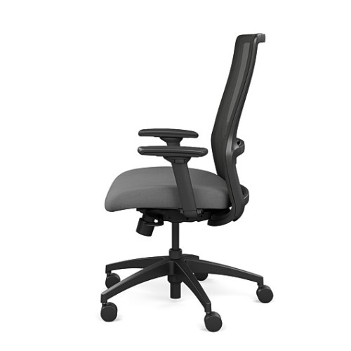 Novo office chair by SitOnIt with high back, back material - mesh, seat - gray fabric, black frame, on wheels-4