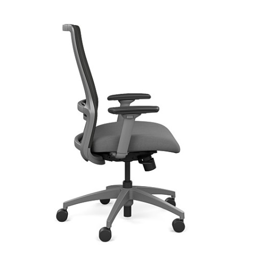 Novo office chair by SitOnIt with high back, back material - mesh, seat - gray fabric, gray frame, on wheels-2