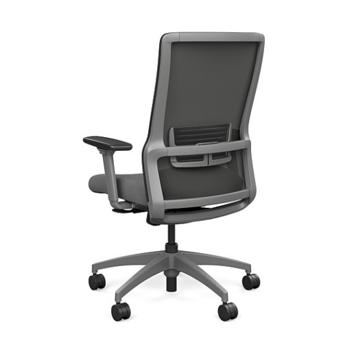 Novo office chair by SitOnIt with high back, back material - mesh, seat - gray fabric, gray frame, on wheels-3