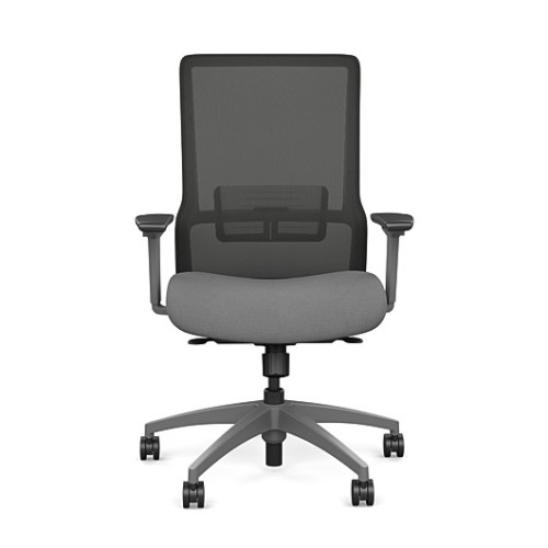 Novo office chair by SitOnIt with high back, back material - mesh, seat - gray fabric, gray frame, on wheels