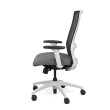 Novo office chair by SitOnIt with high back, back material - mesh, seat - gray fabric, white frame, on wheels-4