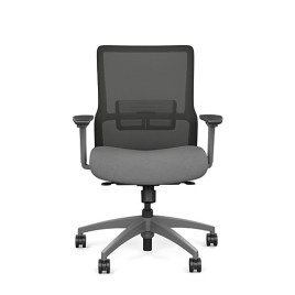 Novo office chair by SitOnIt with medium backrest, backrest material - mesh, seat - grey fabric, grey frame, on wheels