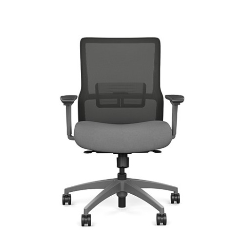 Novo office chair by SitOnIt with medium backrest, backrest material - mesh, seat - grey fabric, grey frame, on wheels