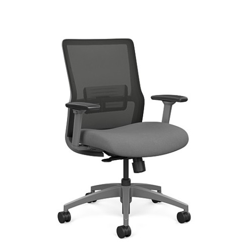 Novo office chair by SitOnIt with medium backrest, backrest material - mesh, seat - grey fabric, grey frame, on wheels-1
