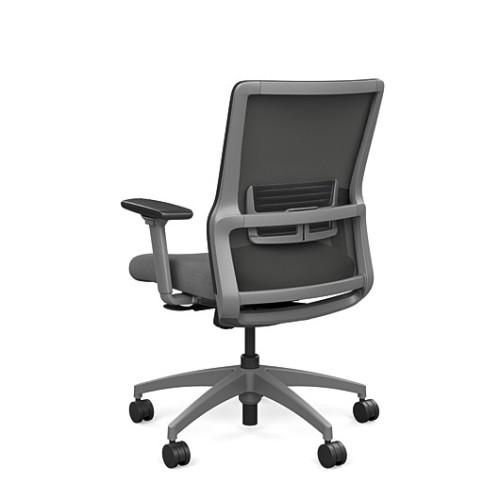 Novo office chair by SitOnIt with medium backrest, backrest material - mesh, seat - grey fabric, grey frame, on wheels-3