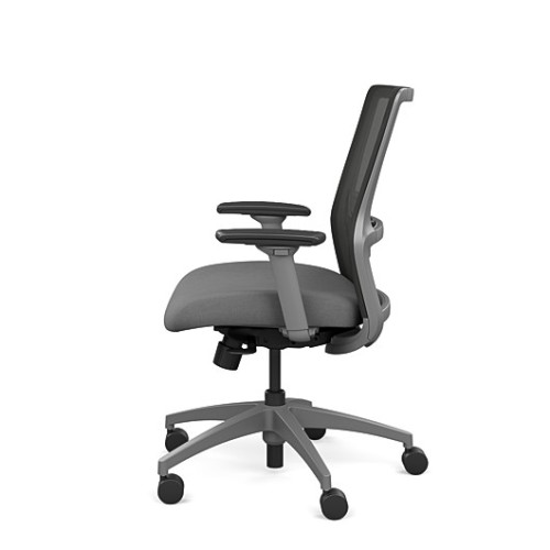 Novo office chair by SitOnIt with medium backrest, backrest material - mesh, seat - grey fabric, grey frame, on wheels-4