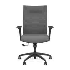 SitOnIt Sona executive chair with knitted backrest, backrest material - grey knitted fabric, seats material - grey fabric, grey frame, on wheels