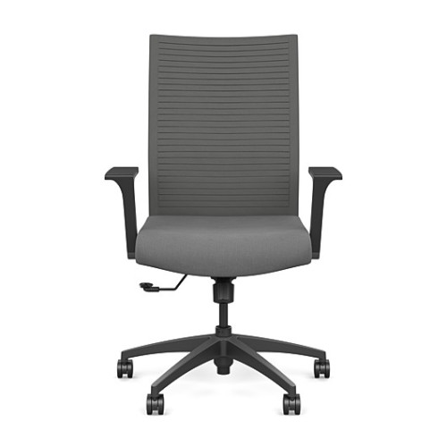 SitOnIt Sona executive chair with knitted backrest, backrest material - grey knitted fabric, seats material - grey fabric, grey frame, on wheels