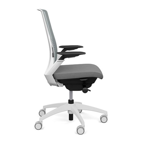 Executive chair Vectra by SitOnIt with high back, back material - mesh, seat - gray fabric, white frame, on wheels-2