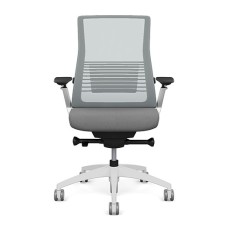Executive chair Vectra by SitOnIt with high back, back material - mesh, seat - gray fabric, white frame, on wheels