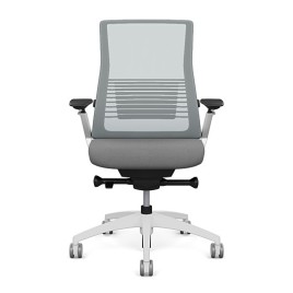Executive chair Vectra by SitOnIt with high back, back material - mesh, seat - gray fabric, white frame, on wheels