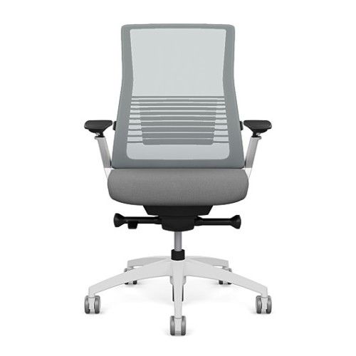 Executive chair Vectra by SitOnIt with high back, back material - mesh, seat - gray fabric, white frame, on wheels