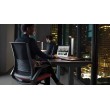 SitOnIt Vectra task chair with high back, mesh back, blue fabric seat, grey frame, on wheels-10