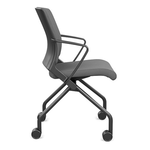 Movi folding chair from SitOnIt in gray color with an upholstered back-2