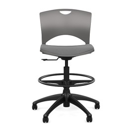 SitOnIt OnCall Light Task Stool in Gray with Padded Seat
