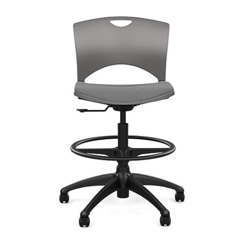 SitOnIt OnCall Light Task Stool in Gray with Padded Seat