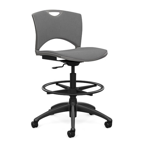 SitOnIt OnCall Light Task Stool in Grey with Padded Seat and Back-1