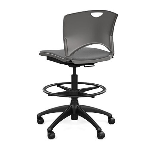 SitOnIt OnCall Light Task Stool in Grey with Padded Seat and Back-3