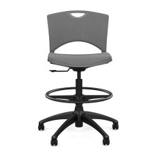 SitOnIt OnCall Light Task Stool in Grey with Padded Seat and Back