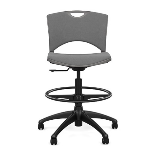 SitOnIt OnCall Light Task Stool in Grey with Padded Seat and Back