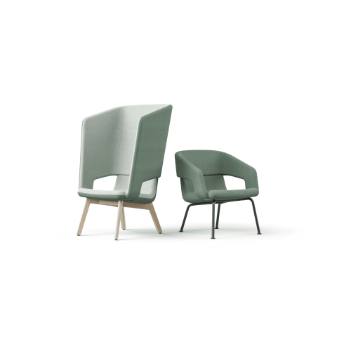 Single chair with high back TWIST&SIT Soft from Narbutas in light green with dimensions 80x78x128 sm and back height 39 cm