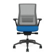 SitOnIt Vectra task chair with high back, mesh back, blue fabric seat, grey frame, on wheels-7